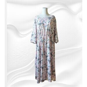 SHEIN Plus 4XL Dress Floral Pink Gray, Black Boat Neck 3/4 Sleeves